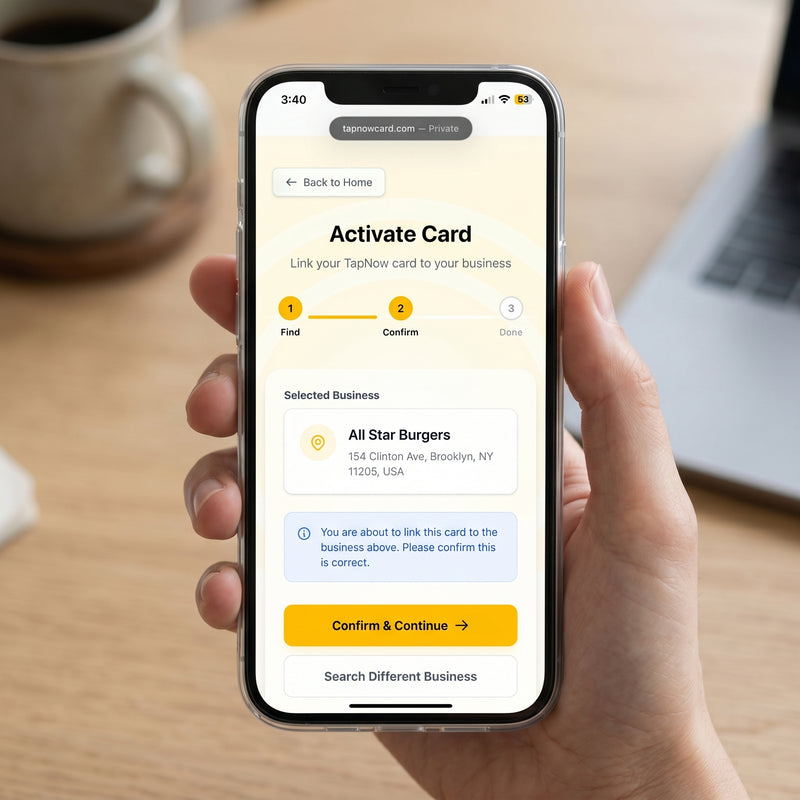 Sign up your business to the device